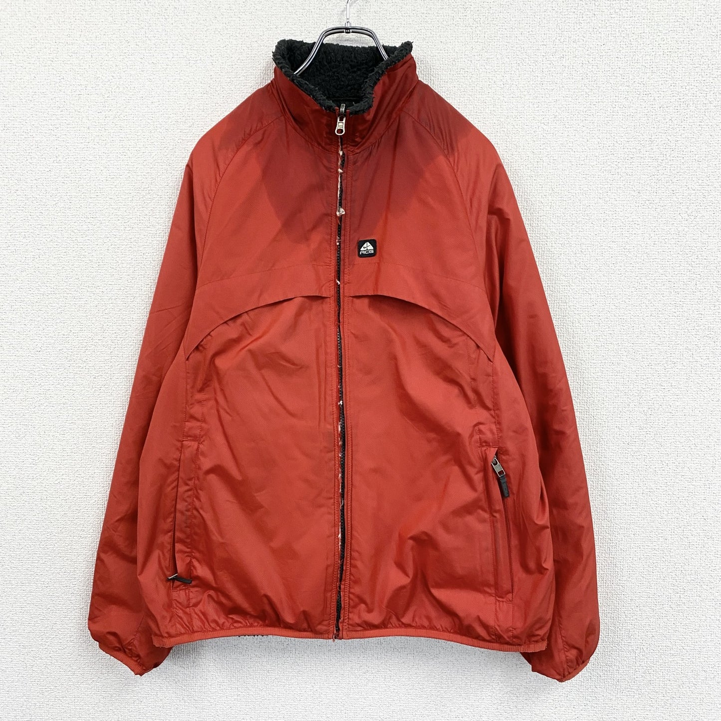 NIKE ACG　ナイキエーシージー　フルジップフリースジャケット　リバーシブル　黒　ブラック　赤　レッド　Mサイズ