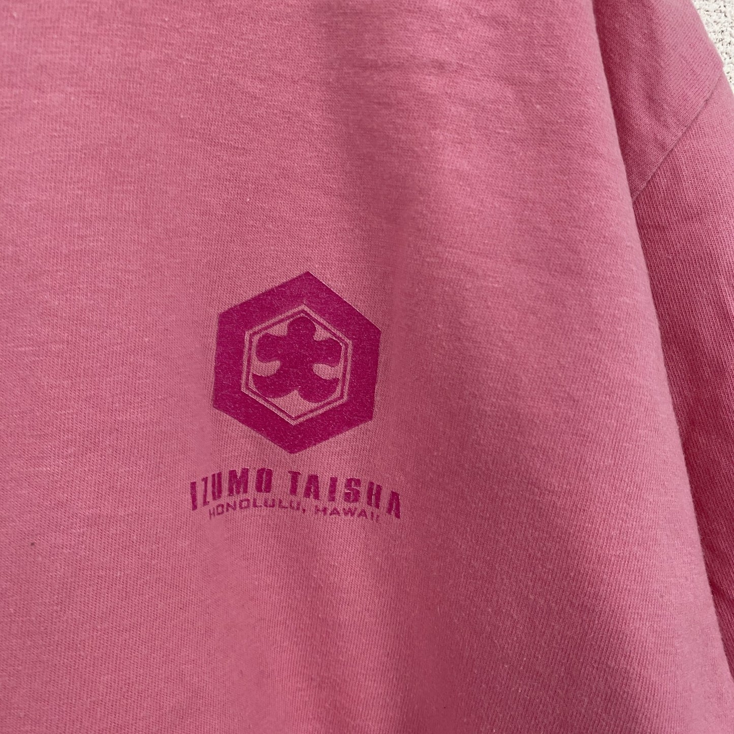 Hanes　ヘインズ　半袖プリントTシャツ　ハワイ出雲大社　ピンク　Lサイズ