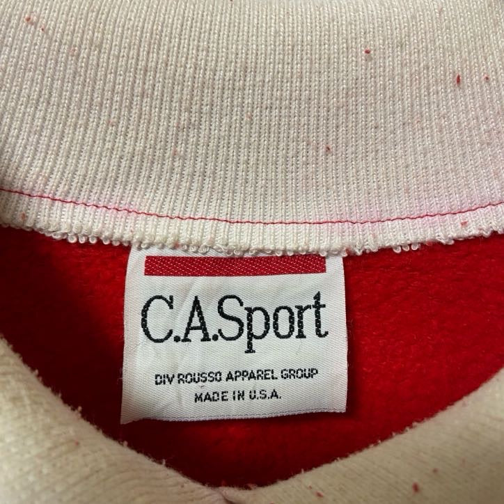 古着 used　80s　Hanes　ヘインズ　USA製　長袖襟付きスウェット　トレーナー　ラグラン　ヴィンテージ　赤　XLサイズ