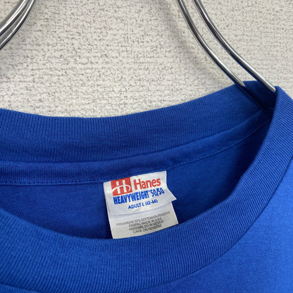 90s　半袖プリントTシャツ　5連プリント　シングルステッチ　ミュージック　クルーネック　ヴィンテージ　青　ブルー　Lサイズ