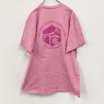 Hanes　ヘインズ　半袖プリントTシャツ　ハワイ出雲大社　ピンク　Lサイズ