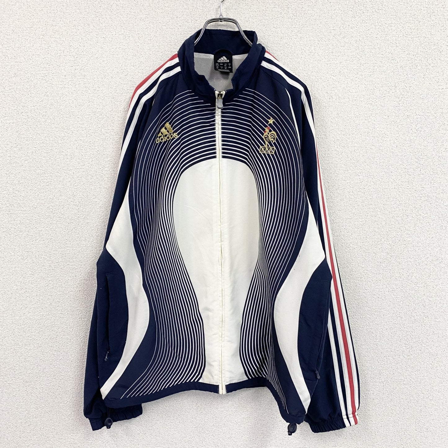 00s　adidas　アディダス　フルジップトラックジャケット/ジャージ　フランス代表　紺　ネイビー　XOサイズ