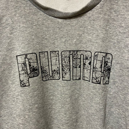 puma　プーマ　スウェット/トレーナー　デカロゴ　チェックロゴ　ストリート　スポーツミックス　クルーネック　灰色　グレー　Sサイズ