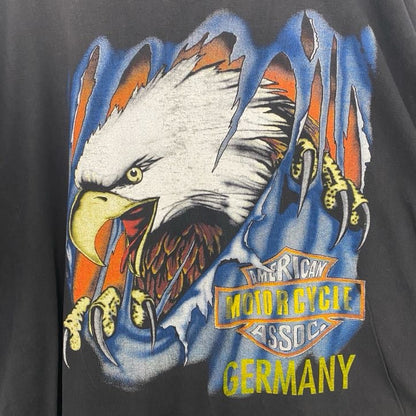 古着 used　半袖アニマルプリントTシャツ　レトロ　クルーネック　シングルステッチ　鷹　イーグル　黒　ブラック　XLサイズ