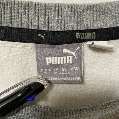puma　プーマ　スウェット/トレーナー　デカロゴ　チェックロゴ　ストリート　スポーツミックス　クルーネック　灰色　グレー　Sサイズ