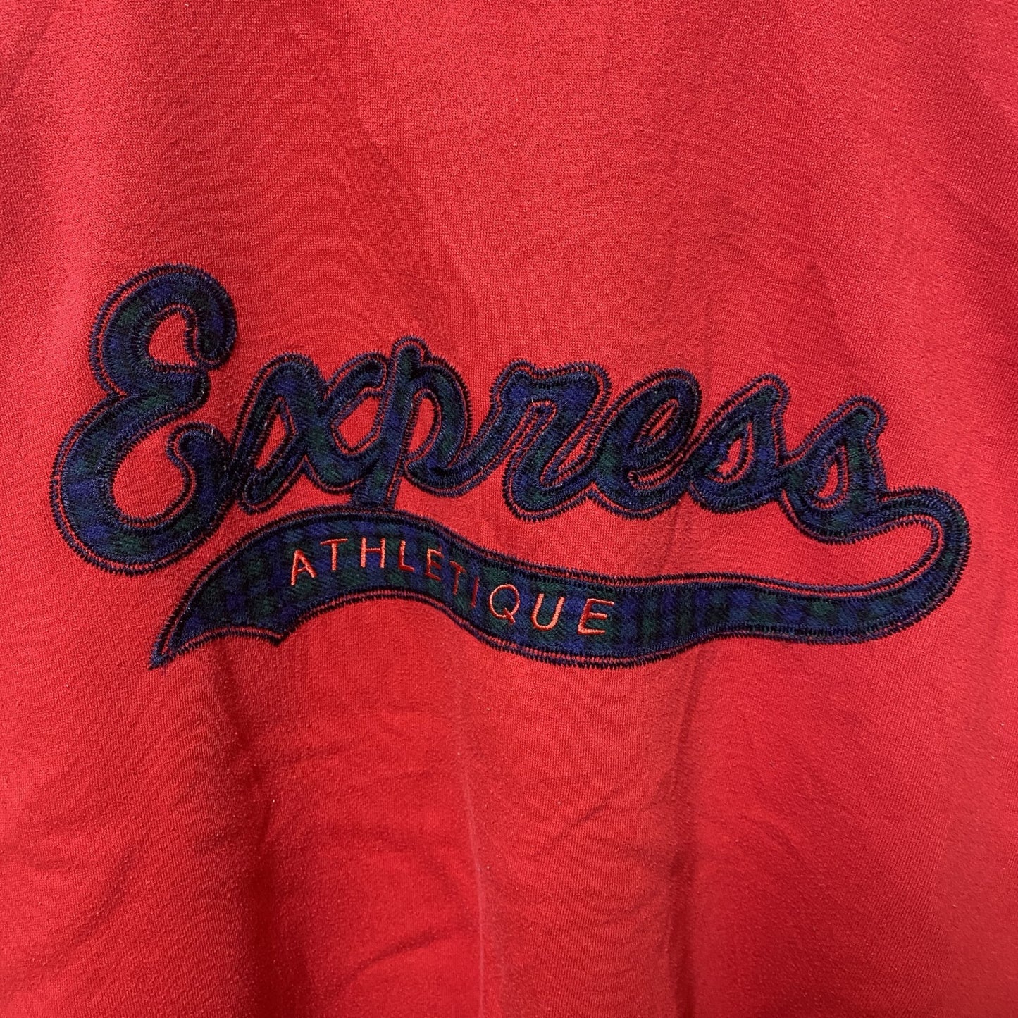90s～　EXP　切り替えスウェット/トレーナー　ワッペン　英字プリント　ヴィンテージ　赤　レッド　黒　ブラック　Mサイズ