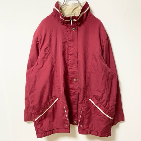 Penningtons　フルジップジャケット　ハイネック　比翼仕立て　ハの字ポケット　無地　シンプル　赤　レッド　XLサイズ