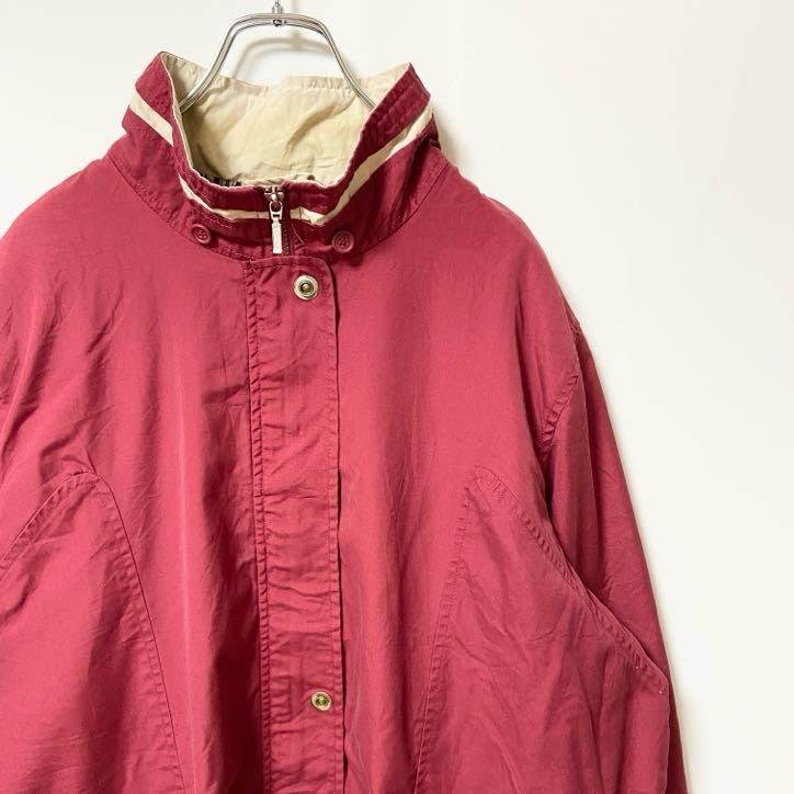 Penningtons　フルジップジャケット　ハイネック　比翼仕立て　ハの字ポケット　無地　シンプル　赤　レッド　XLサイズ