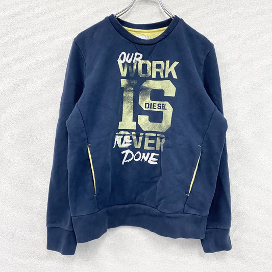 DIESEL　ディーゼル　スウェット/トレーナー　ポケット付き　エルボーパッチ　紺　ネイビー　2XLサイズ