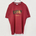古着 used　GERMANY　半袖プリントTシャツ　BERLIN　FIFA　カジュアルデザイン　赤　クルーネック　Mサイズ