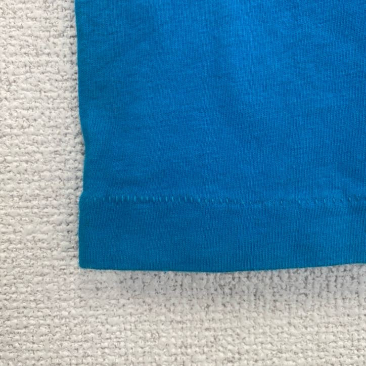 古着 used　Hanes　半袖プリントTシャツ　シングルステッチ　レトロ　クルーネック　ヴィンテージ　青　ブルー　XLサイズ