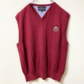 古着 used　TOMMY HILFIGER トミーヒルフィガー　Vネックニットベスト　コットン　ケーブル編み　レッド　XLサイズ