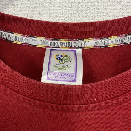 古着 used　GERMANY　半袖プリントTシャツ　BERLIN　FIFA　カジュアルデザイン　赤　クルーネック　Mサイズ