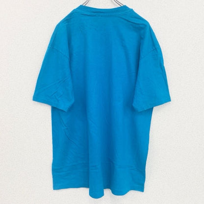 古着 used　Hanes　半袖プリントTシャツ　シングルステッチ　レトロ　クルーネック　ヴィンテージ　青　ブルー　XLサイズ