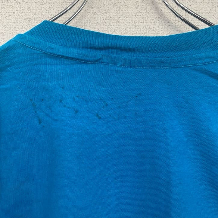 古着 used　Hanes　半袖プリントTシャツ　シングルステッチ　レトロ　クルーネック　ヴィンテージ　青　ブルー　XLサイズ