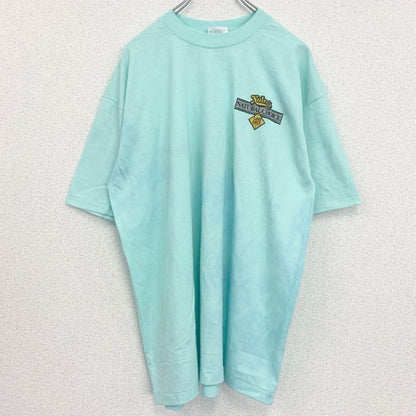 古着 used　Hanes　半袖プリントTシャツ　犬　アニマル　シングルステッチ　レトロ　クルーネック　ライトブルー　XLサイズ