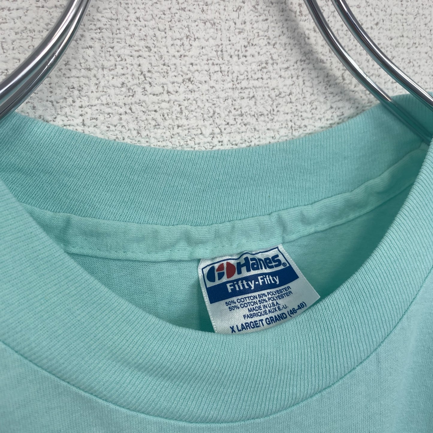 古着 used　Hanes　半袖プリントTシャツ　犬　アニマル　シングルステッチ　レトロ　クルーネック　ライトブルー　XLサイズ