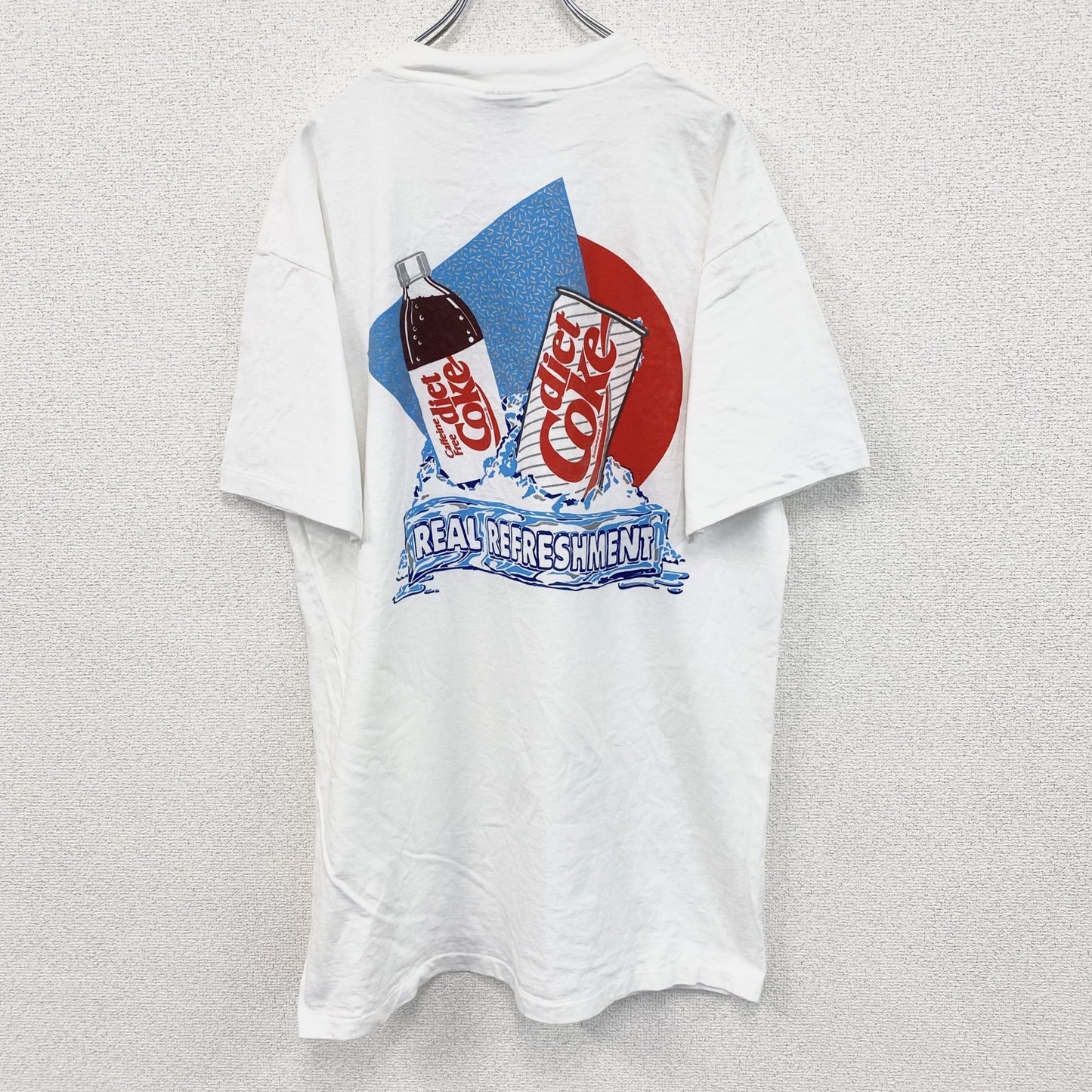 古着 used　ONEITA　半袖プリントTシャツ　カジュアルデザイン　ダイエットコーラ　白　レトロ　クルーネック　XXLサイズ