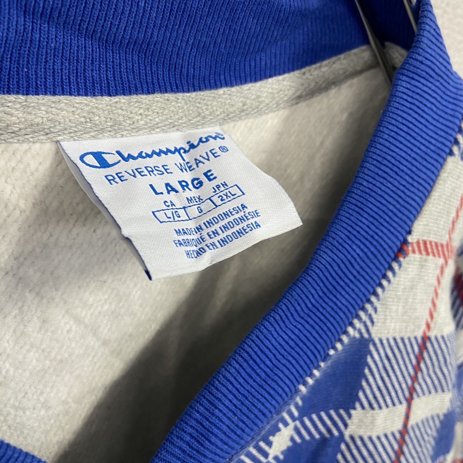 Champion　チャンピオン　リバースウィーブ　スウェットカーディガン　スタジャン　チェック柄　グレー　Lサイズ