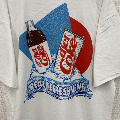 古着 used　ONEITA　半袖プリントTシャツ　カジュアルデザイン　ダイエットコーラ　白　レトロ　クルーネック　XXLサイズ