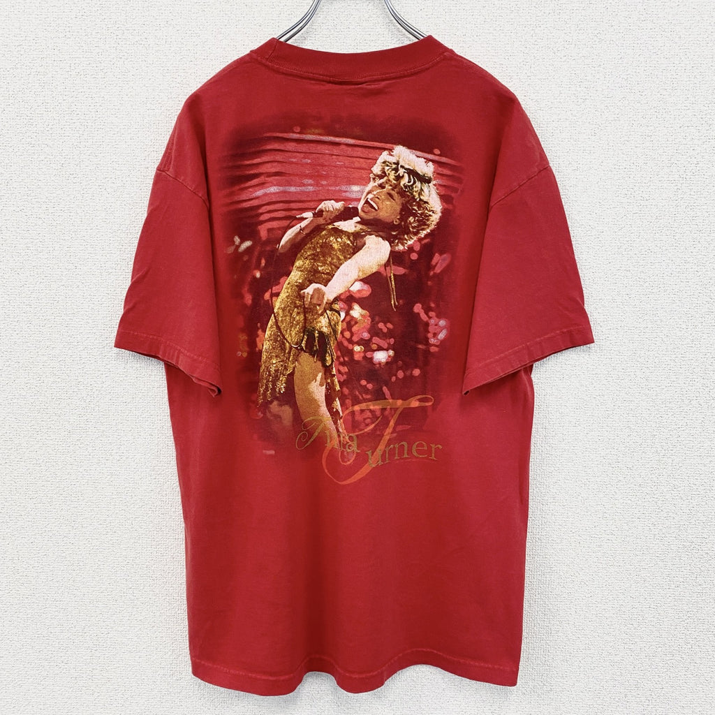 古着 used　GIANT ジャイアント　半袖アーティストプリントTシャツ　カジュアルデザイン　赤　クルーネック　Lサイズ