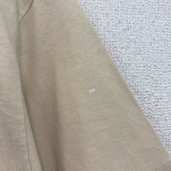 古着 used　半袖バックプリントTシャツ　シングルステッチ　レトロ　クルーネック　ヴィンテージ　90s　ベージュ　Lサイズ