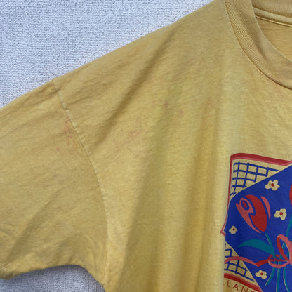 古着 used　anvil　半袖プリントTシャツ　チューリップ　シングルステッチ　90s　レトロ　黄色　クルーネック　2XLサイズ