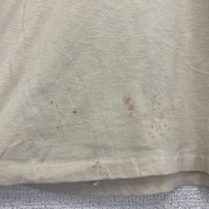 古着 used　半袖バックプリントTシャツ　シングルステッチ　レトロ　クルーネック　ヴィンテージ　90s　ベージュ　Lサイズ