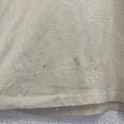 古着 used　半袖バックプリントTシャツ　シングルステッチ　レトロ　クルーネック　ヴィンテージ　90s　ベージュ　Lサイズ