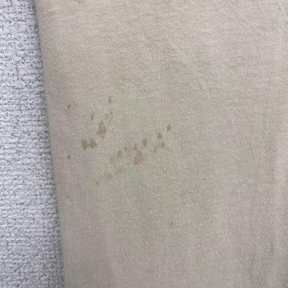 古着 used　半袖バックプリントTシャツ　シングルステッチ　レトロ　クルーネック　ヴィンテージ　90s　ベージュ　Lサイズ