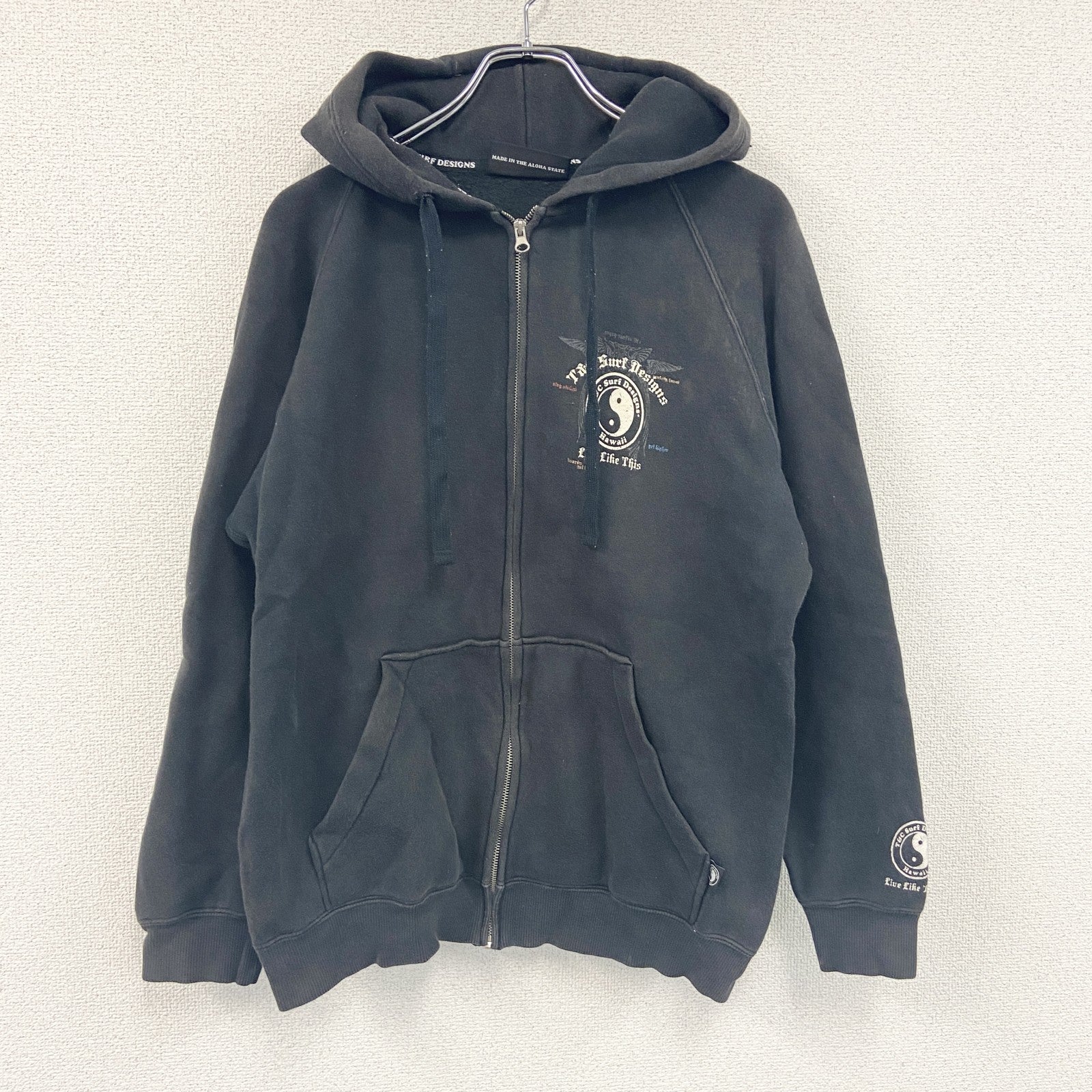 T&C Surf Designs　フルジップパーカー/フーディー　黒　ブラック　XLサイズ