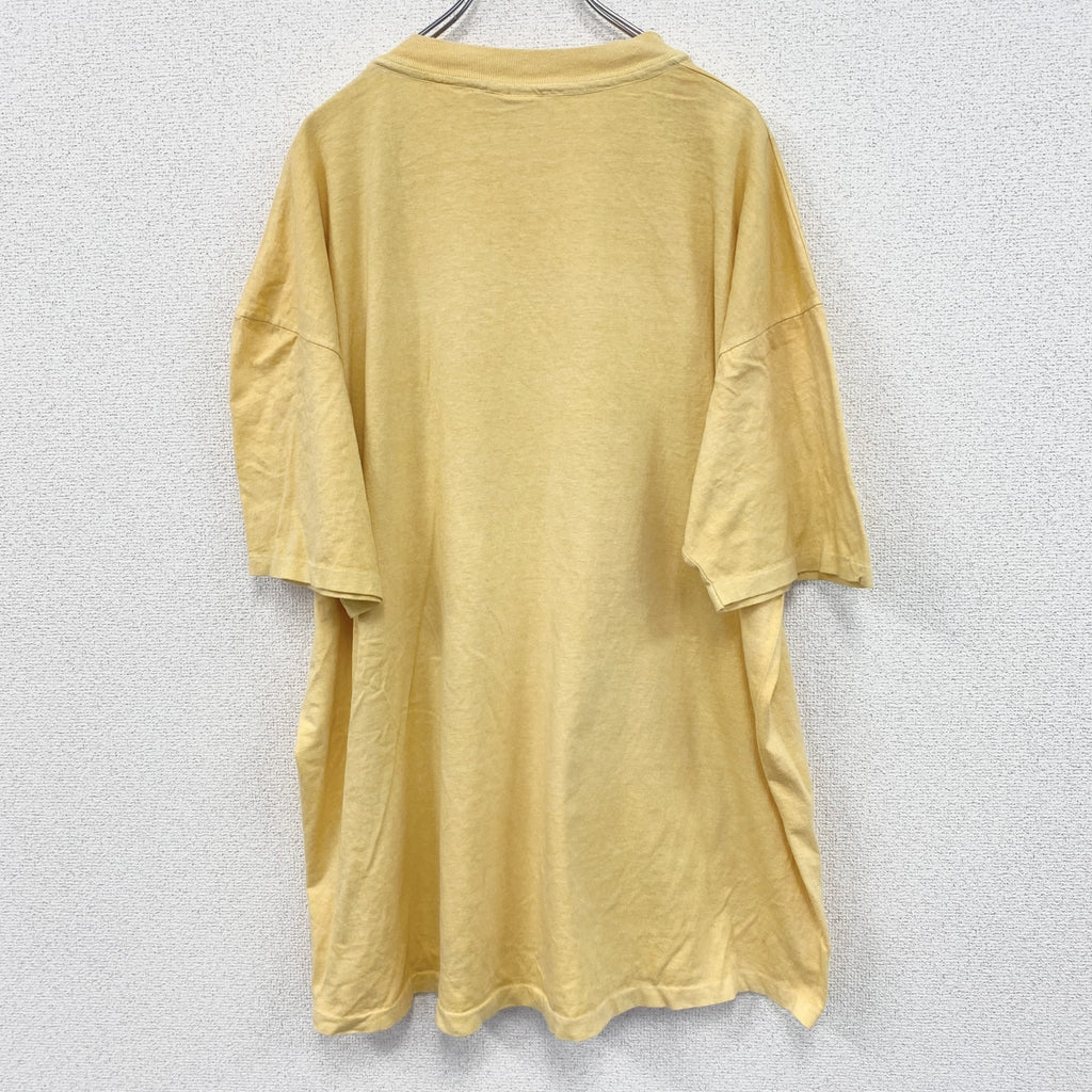 古着 used　anvil　半袖プリントTシャツ　チューリップ　シングルステッチ　90s　レトロ　黄色　クルーネック　2XLサイズ
