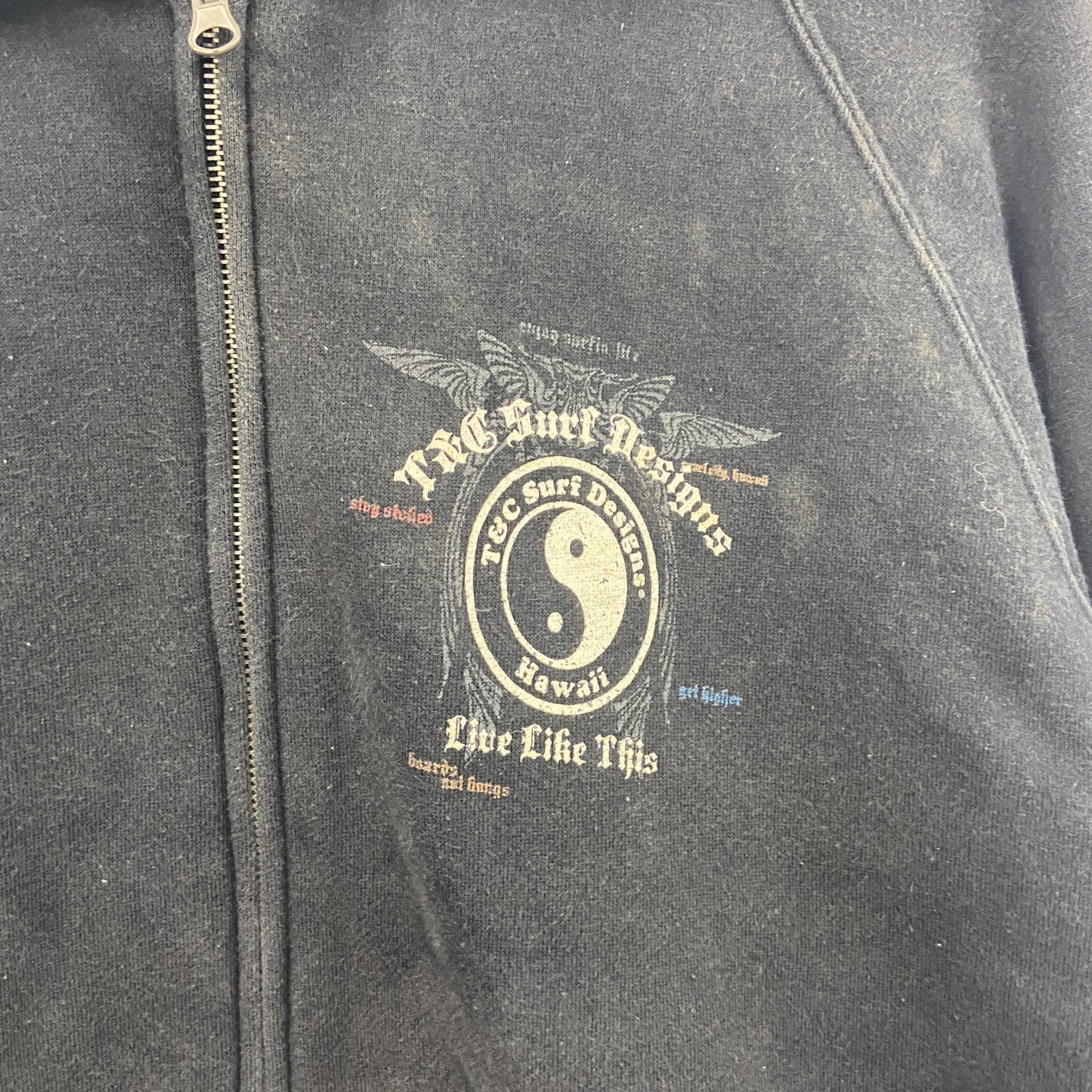 T&C Surf Designs　フルジップパーカー/フーディー　黒　ブラック　XLサイズ