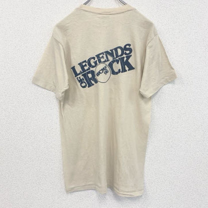 古着 used　半袖バックプリントTシャツ　シングルステッチ　レトロ　クルーネック　ヴィンテージ　90s　ベージュ　Lサイズ