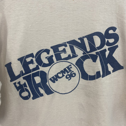 古着 used　半袖バックプリントTシャツ　シングルステッチ　レトロ　クルーネック　ヴィンテージ　90s　ベージュ　Lサイズ