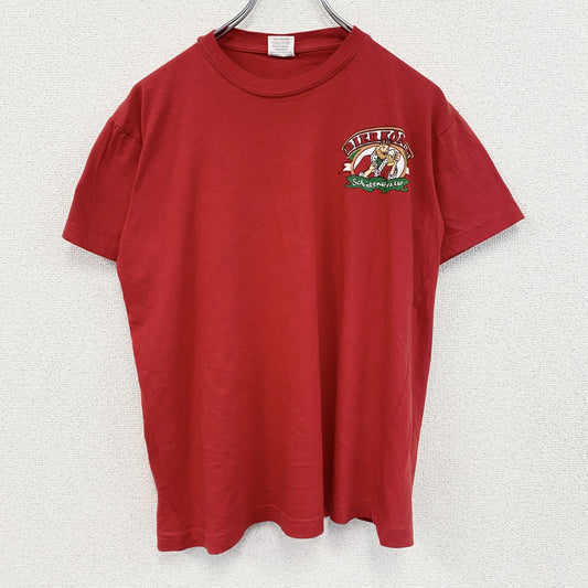古着 used　DREAM YARD　半袖プリントTシャツ　BIER KONIG　レトロ　カジュアル　赤　クルーネック　Lサイズ