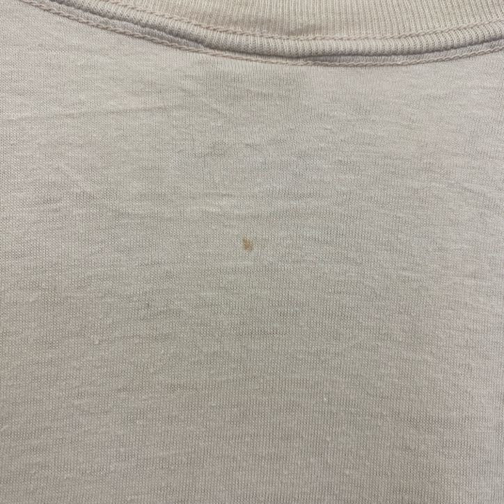 古着 used　半袖バックプリントTシャツ　シングルステッチ　レトロ　クルーネック　ヴィンテージ　90s　ベージュ　Lサイズ