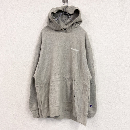Champion　チャンピオン　リバースウィーブ　スウェットパーカー/フーディー　刺繍ロゴ　ワンポイント　現行　グレー　XLサイズ