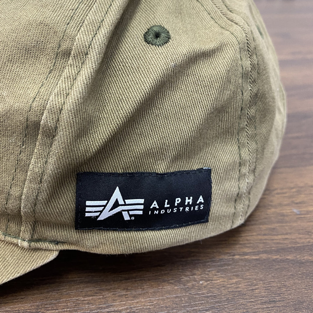 ALPHA INDUSTRIES　アルファインダストリーズ　キャップ　アーチプリント　4連プリント　刺繍ロゴ　ベージュ　57～59サイズ
