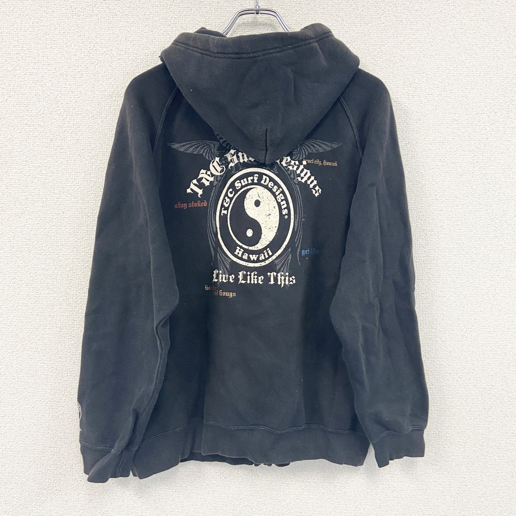 T&C Surf Designs　フルジップパーカー/フーディー　黒　ブラック　XLサイズ