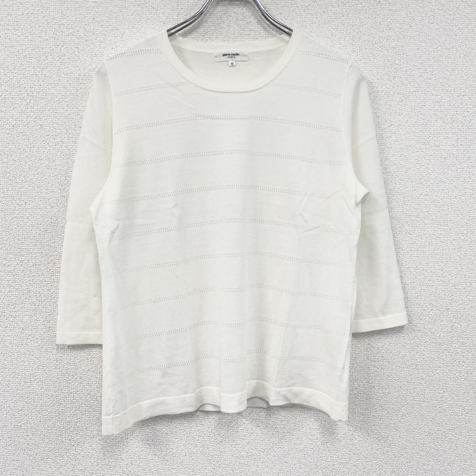 Pierre Cardin　ピエールカルダン　コットンニットセーター　白　ホワイト　アイボリー　42サイズ