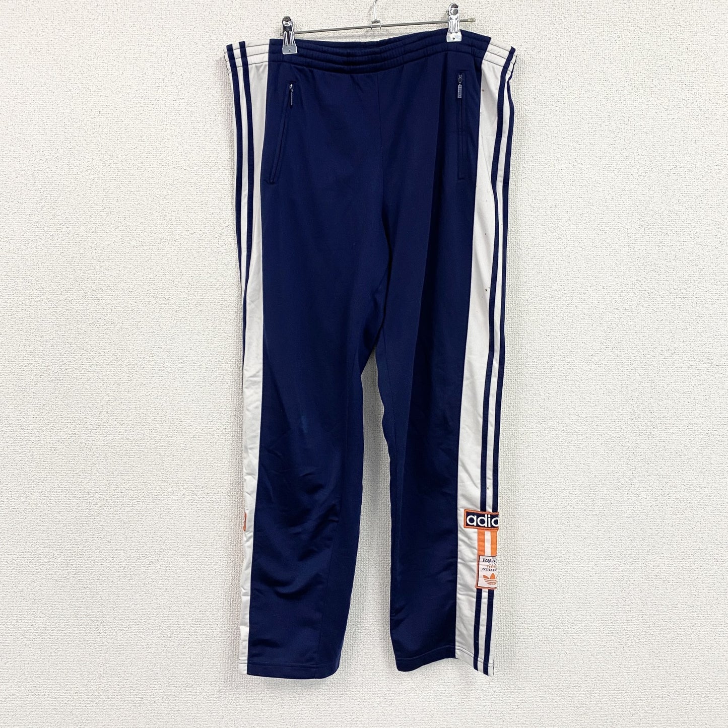 90s　adidas　アディダス　アディブレイクトラックパンツ　トレフォイルロゴ　ヴィンテージ　紺　ネイビー　Mサイズ