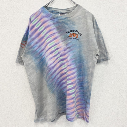 古着 used　ONEITA　半袖プリントTシャツ　90s　シングルステッチ　カジュアルデザイン　グレー　クルーネック　XLサイズ