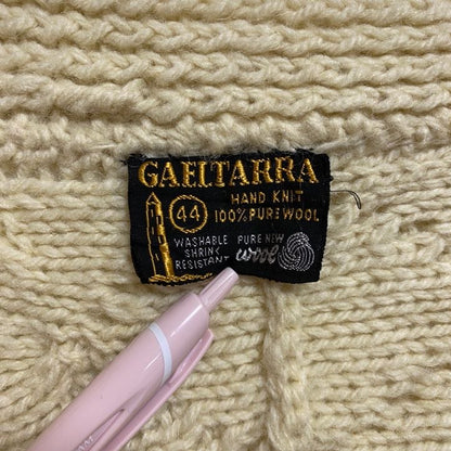 古着 used　GAELTARRA　長袖フィッシャーマンニットカーディガン　セーター　アランニット　白　ホワイト　ヴィンテージ