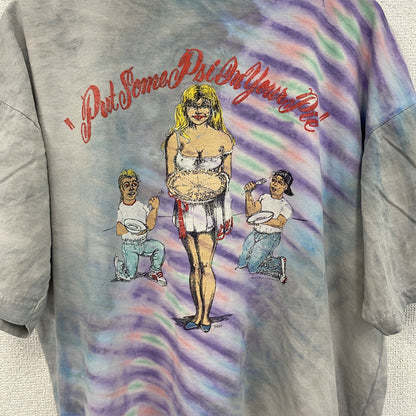 古着 used　ONEITA　半袖プリントTシャツ　90s　シングルステッチ　カジュアルデザイン　グレー　クルーネック　XLサイズ