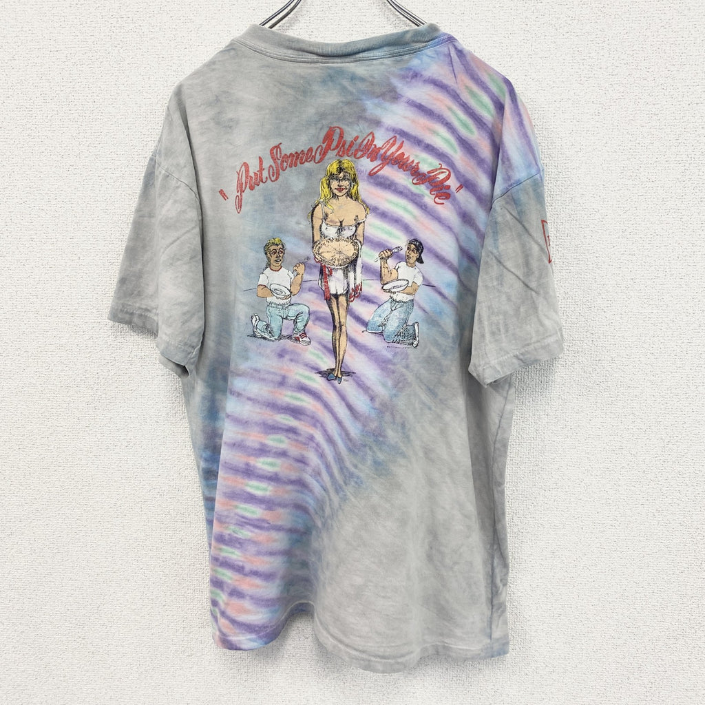 古着 used　ONEITA　半袖プリントTシャツ　90s　シングルステッチ　カジュアルデザイン　グレー　クルーネック　XLサイズ