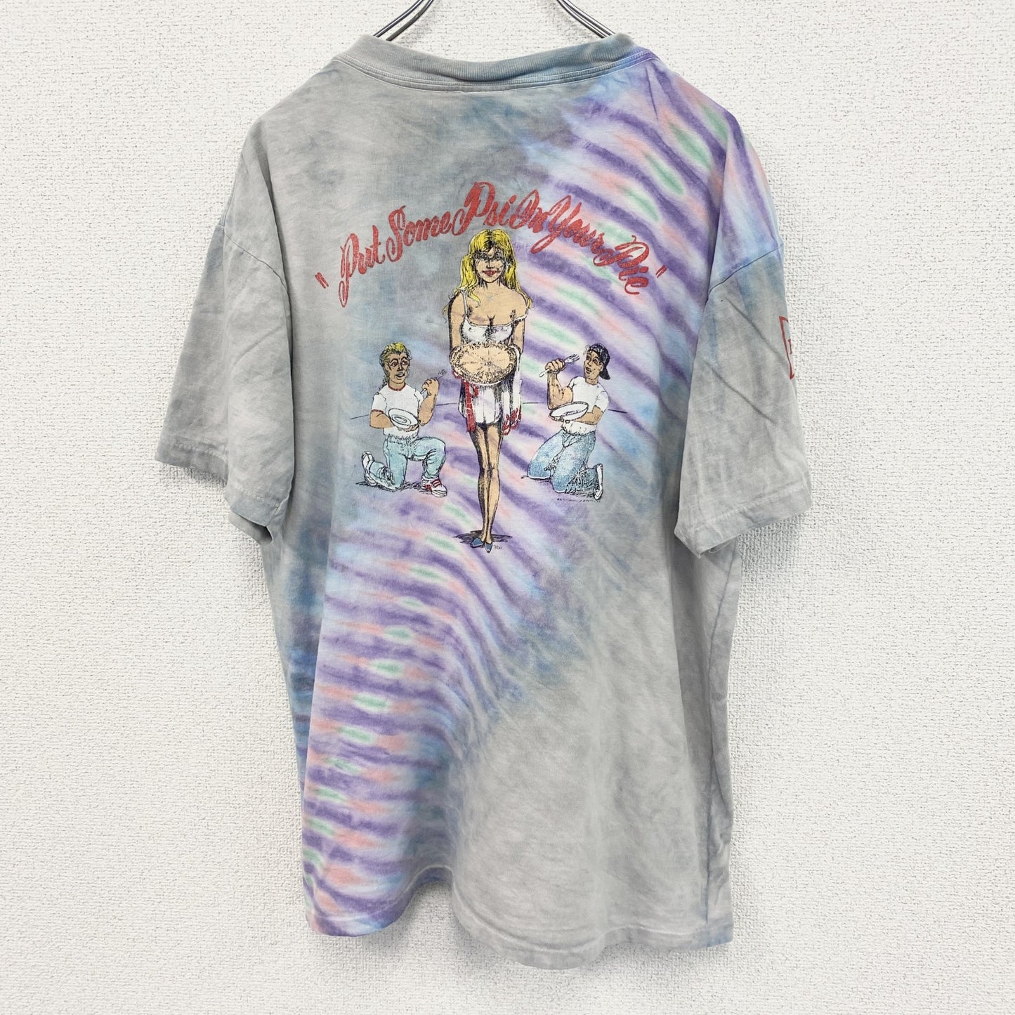 古着 used　ONEITA　半袖プリントTシャツ　90s　シングルステッチ　カジュアルデザイン　グレー　クルーネック　XLサイズ