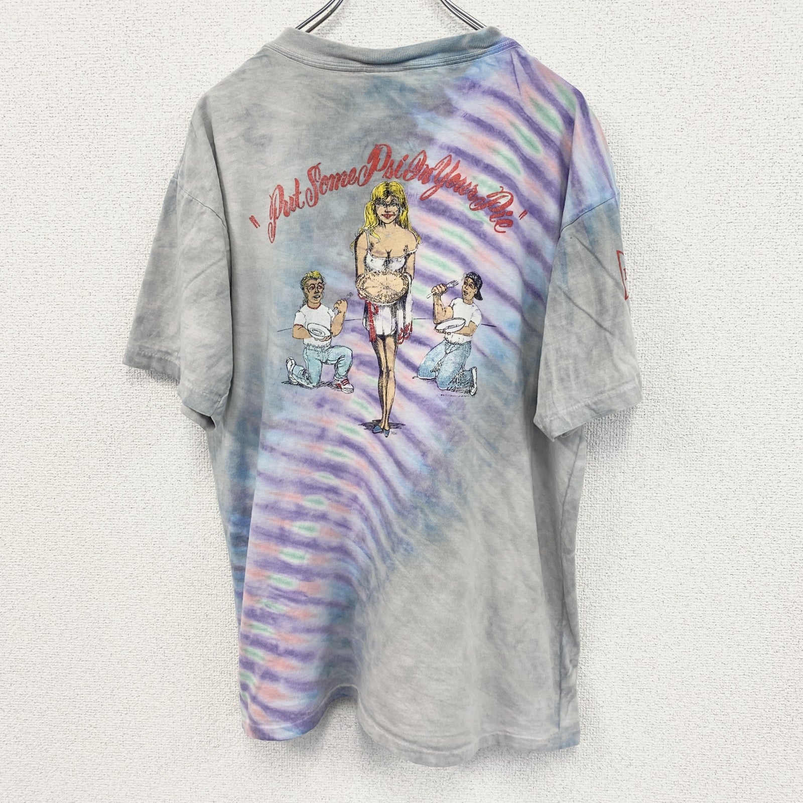 古着 used　ONEITA　半袖プリントTシャツ　90s　シングルステッチ　カジュアルデザイン　グレー　クルーネック　XLサイズ