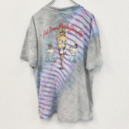 古着 used　ONEITA　半袖プリントTシャツ　90s　シングルステッチ　カジュアルデザイン　グレー　クルーネック　XLサイズ