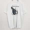 古着 used　半袖アニマルプリントTシャツ　シングルステッチ　クルーネック　ヴィンテージ　犬　ボストンテリア　白　ホワイト